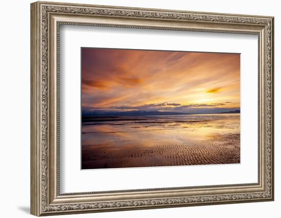 Sunset over Great Salt Lake Looking Towards Lakeside Mountains. Utah-Howie Garber-Framed Photographic Print