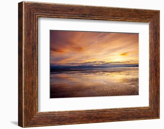 Sunset over Great Salt Lake Looking Towards Lakeside Mountains. Utah-Howie Garber-Framed Photographic Print