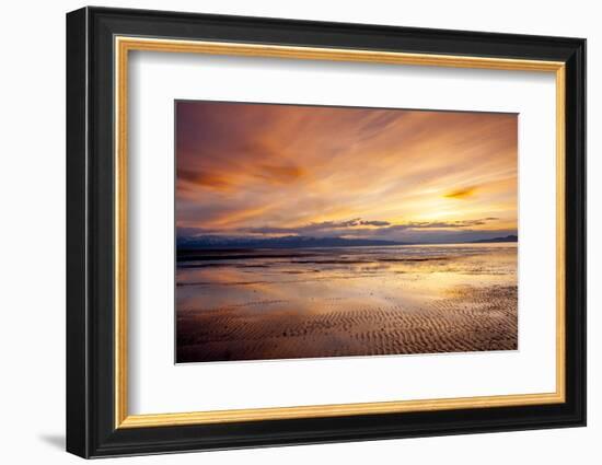 Sunset over Great Salt Lake Looking Towards Lakeside Mountains. Utah-Howie Garber-Framed Photographic Print