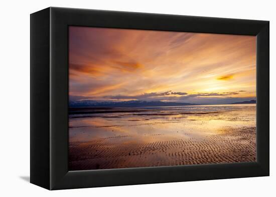 Sunset over Great Salt Lake Looking Towards Lakeside Mountains. Utah-Howie Garber-Framed Premier Image Canvas