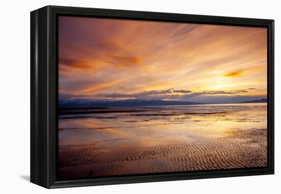 Sunset over Great Salt Lake Looking Towards Lakeside Mountains. Utah-Howie Garber-Framed Premier Image Canvas