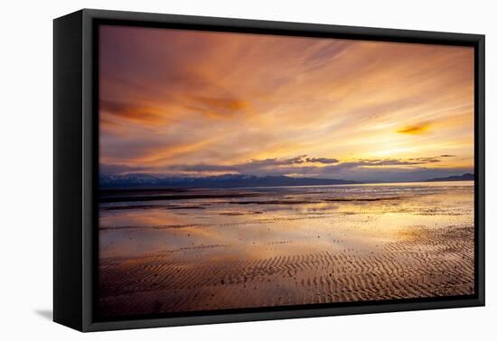 Sunset over Great Salt Lake Looking Towards Lakeside Mountains. Utah-Howie Garber-Framed Premier Image Canvas