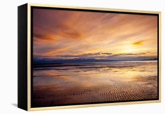 Sunset over Great Salt Lake Looking Towards Lakeside Mountains. Utah-Howie Garber-Framed Premier Image Canvas