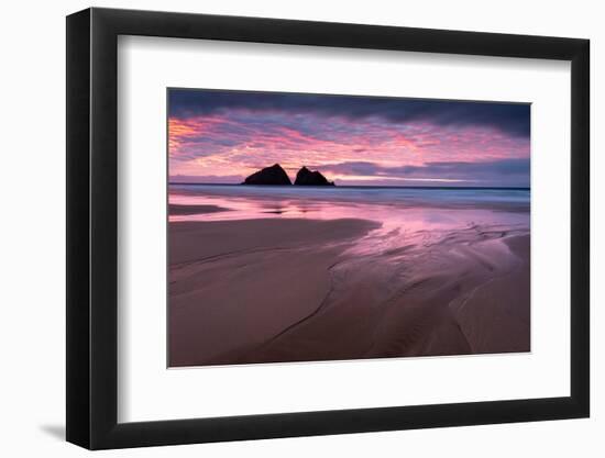 Sunset over Holywell Bay, UK-Ross Hoddinott-Framed Photographic Print