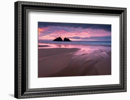 Sunset over Holywell Bay, UK-Ross Hoddinott-Framed Photographic Print