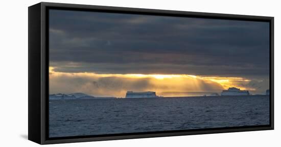 Sunset over icebergs, Antarctica-Art Wolfe-Framed Premier Image Canvas