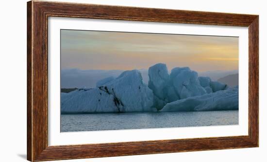 Sunset over Jokulsarlon Glacier Lagoon, Iceland, Polar Regions-John Potter-Framed Photographic Print