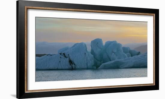 Sunset over Jokulsarlon Glacier Lagoon, Iceland, Polar Regions-John Potter-Framed Photographic Print