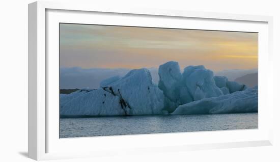 Sunset over Jokulsarlon Glacier Lagoon, Iceland, Polar Regions-John Potter-Framed Photographic Print