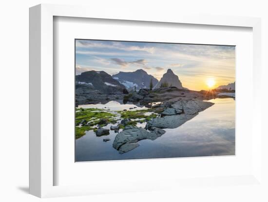 Sunset over Kintla and Kinnerly Peaks seen from Boulder Peak. Glacier National Park-Alan Majchrowicz-Framed Photographic Print