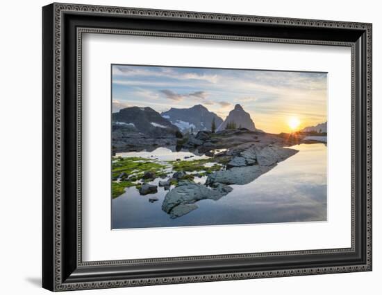 Sunset over Kintla and Kinnerly Peaks seen from Boulder Peak. Glacier National Park-Alan Majchrowicz-Framed Photographic Print