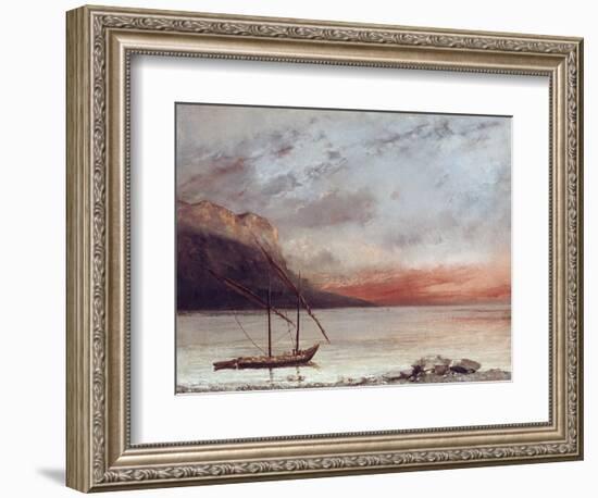 Sunset Over Lake Leman, 1874-Gustave Courbet-Framed Giclee Print