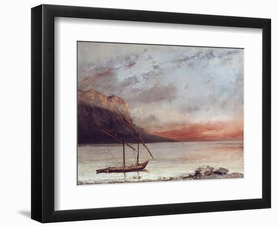 Sunset Over Lake Leman, 1874-Gustave Courbet-Framed Giclee Print