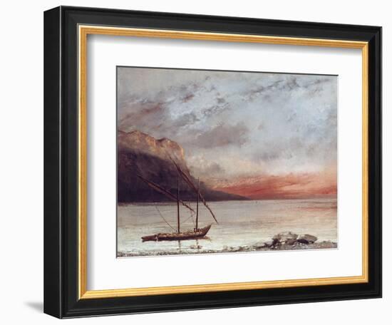 Sunset Over Lake Leman, 1874-Gustave Courbet-Framed Giclee Print