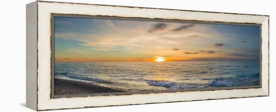 Sunset over Lake Michigan, Benzie County, Frankfort, Michigan, USA-null-Framed Premier Image Canvas