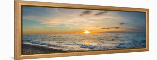 Sunset over Lake Michigan, Benzie County, Frankfort, Michigan, USA-null-Framed Premier Image Canvas