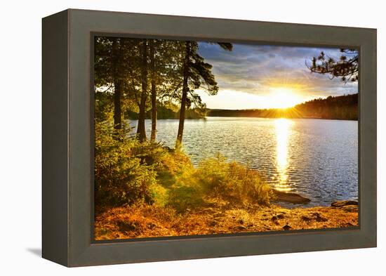 Sunset over Lake of Two Rivers in Algonquin Park, Ontario, Canada-elenathewise-Framed Premier Image Canvas