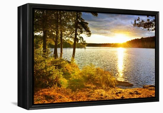 Sunset over Lake of Two Rivers in Algonquin Park, Ontario, Canada-elenathewise-Framed Premier Image Canvas