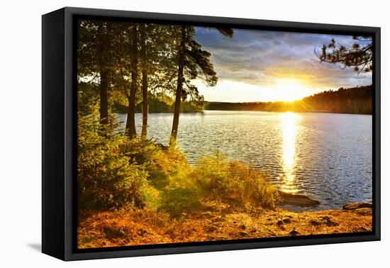 Sunset over Lake of Two Rivers in Algonquin Park, Ontario, Canada-elenathewise-Framed Premier Image Canvas