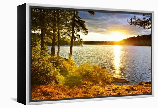 Sunset over Lake of Two Rivers in Algonquin Park, Ontario, Canada-elenathewise-Framed Premier Image Canvas