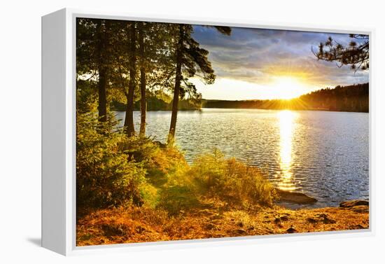 Sunset over Lake of Two Rivers in Algonquin Park, Ontario, Canada-elenathewise-Framed Premier Image Canvas