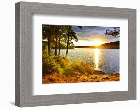 Sunset over Lake of Two Rivers in Algonquin Park, Ontario, Canada-elenathewise-Framed Photographic Print