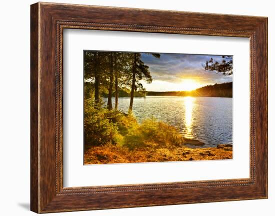 Sunset over Lake of Two Rivers in Algonquin Park, Ontario, Canada-elenathewise-Framed Photographic Print