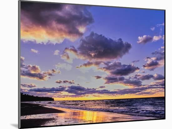 Sunset over Lake Superior, Keweenaw Peninsula, Upper Peninsula, Alger County, Michigan, USA-null-Mounted Photographic Print