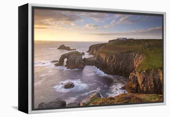 Sunset over Land's End on the western tip of Cornwall, England. Autumn (September) 2015.-Adam Burton-Framed Premier Image Canvas