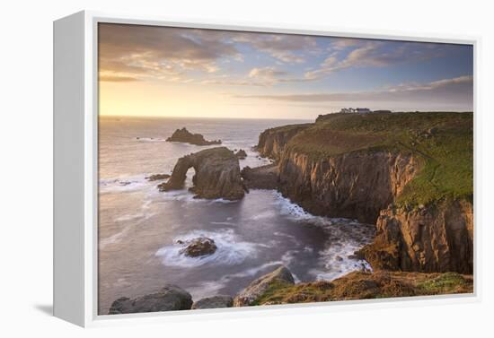 Sunset over Land's End on the western tip of Cornwall, England. Autumn (September) 2015.-Adam Burton-Framed Premier Image Canvas