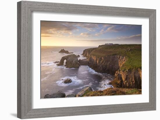 Sunset over Land's End on the western tip of Cornwall, England. Autumn (September) 2015.-Adam Burton-Framed Photographic Print