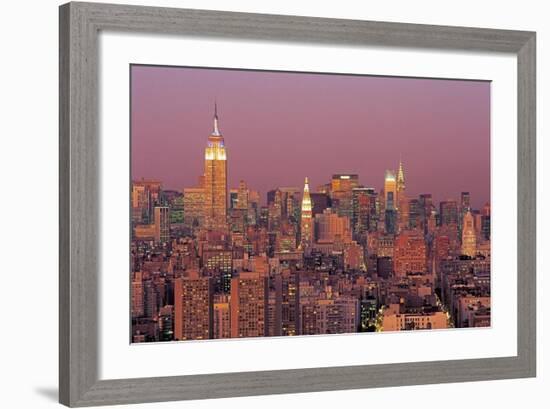 Sunset Over Manhattan-Richard Berenholtz-Framed Art Print