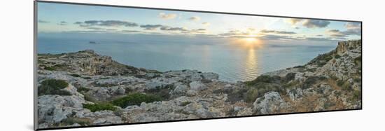 Sunset over Mediterranean Sea, Dingli, Malta-null-Mounted Photographic Print