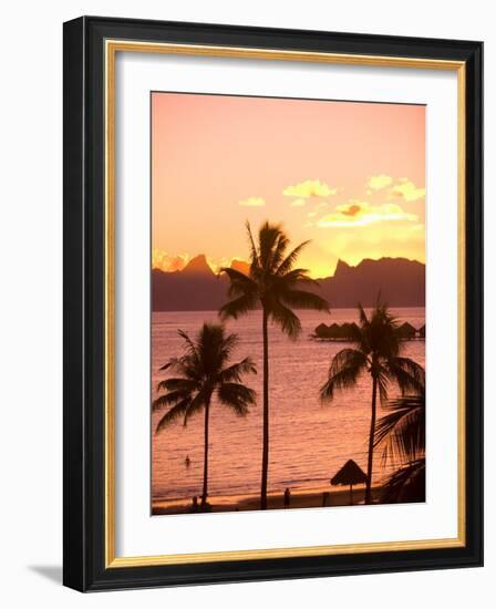 Sunset over Moorea, near Papeete, Tahiti Nui, Society Islands, French Polynesia, South Pacific-Stuart Westmoreland-Framed Photographic Print