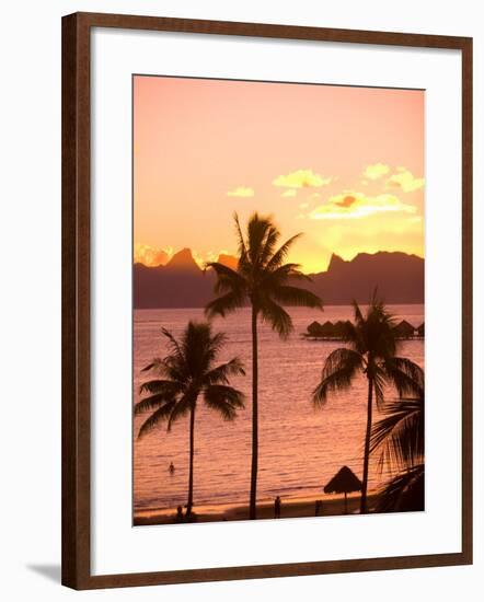 Sunset over Moorea, near Papeete, Tahiti Nui, Society Islands, French Polynesia, South Pacific-Stuart Westmoreland-Framed Photographic Print