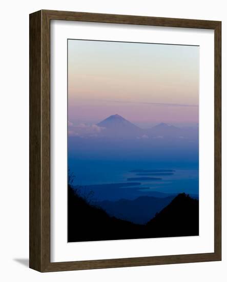 Sunset over Mount Agung and Mount Batur on Bali, and Three Gili Isles, Lombok, Indonesia-Matthew Williams-Ellis-Framed Photographic Print