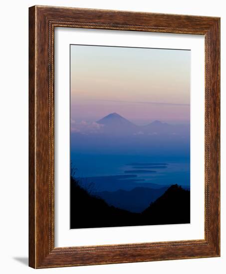 Sunset over Mount Agung and Mount Batur on Bali, and Three Gili Isles, Lombok, Indonesia-Matthew Williams-Ellis-Framed Photographic Print