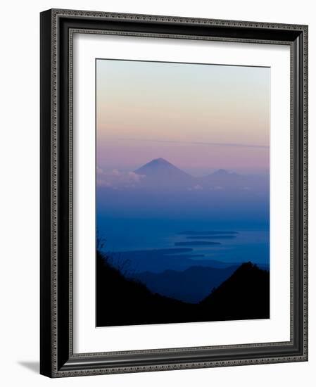 Sunset over Mount Agung and Mount Batur on Bali, and Three Gili Isles, Lombok, Indonesia-Matthew Williams-Ellis-Framed Photographic Print