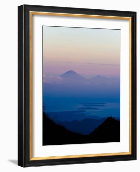 Sunset over Mount Agung and Mount Batur on Bali, and Three Gili Isles, Lombok, Indonesia-Matthew Williams-Ellis-Framed Photographic Print