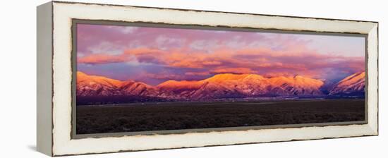 Sunset over Mountain Range, Sangre De Cristo Mountains, Taos, Taos County, New Mexico, Usa-null-Framed Stretched Canvas