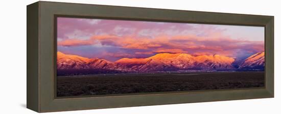 Sunset over Mountain Range, Sangre De Cristo Mountains, Taos, Taos County, New Mexico, Usa-null-Framed Stretched Canvas