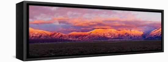 Sunset over Mountain Range, Sangre De Cristo Mountains, Taos, Taos County, New Mexico, Usa-null-Framed Stretched Canvas