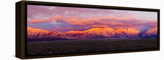 Sunset over Mountain Range, Sangre De Cristo Mountains, Taos, Taos County, New Mexico, Usa-null-Framed Stretched Canvas