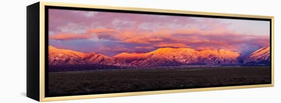 Sunset over Mountain Range, Sangre De Cristo Mountains, Taos, Taos County, New Mexico, Usa-null-Framed Stretched Canvas