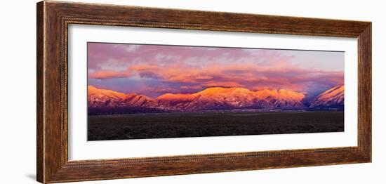 Sunset over Mountain Range, Sangre De Cristo Mountains, Taos, Taos County, New Mexico, Usa-null-Framed Premium Photographic Print