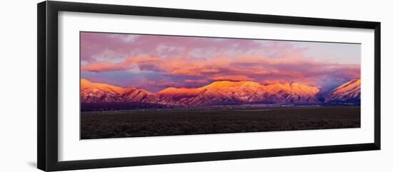 Sunset over Mountain Range, Sangre De Cristo Mountains, Taos, Taos County, New Mexico, Usa-null-Framed Premium Photographic Print
