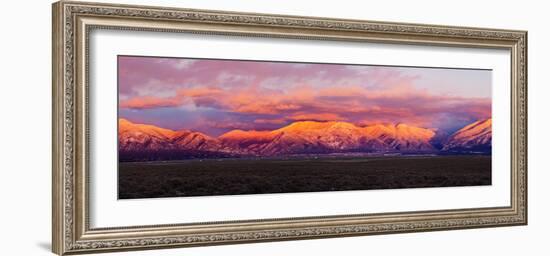 Sunset over Mountain Range, Sangre De Cristo Mountains, Taos, Taos County, New Mexico, Usa-null-Framed Photographic Print