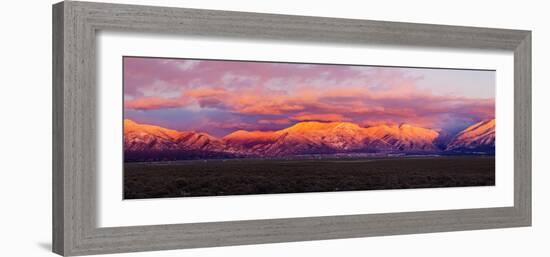 Sunset over Mountain Range, Sangre De Cristo Mountains, Taos, Taos County, New Mexico, Usa-null-Framed Photographic Print