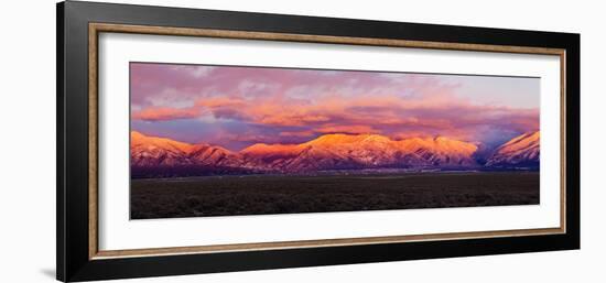 Sunset over Mountain Range, Sangre De Cristo Mountains, Taos, Taos County, New Mexico, Usa-null-Framed Photographic Print