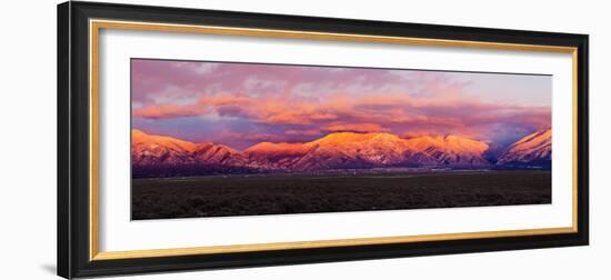 Sunset over Mountain Range, Sangre De Cristo Mountains, Taos, Taos County, New Mexico, Usa-null-Framed Photographic Print